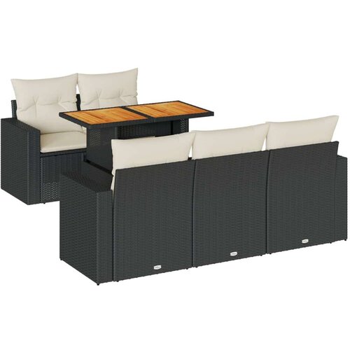 VidaXL 6-dijelni set vrtnih sofa s jastucima crni od poliratana Slike