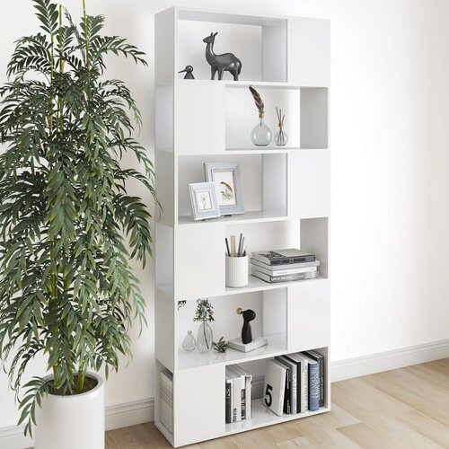 VidaXL Knjižna omara za razdelitev prostora bela 80x24x186 cm Slike