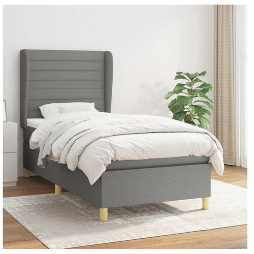  Box spring postelja z vzmetnico temno siva 80x200 cm blago Cene