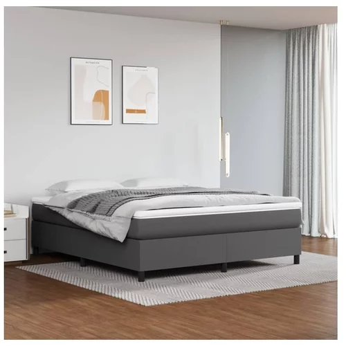  Box spring postelja z vzmetnico siva 180x200 cm umetno usnje