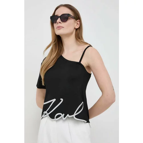 Karl Lagerfeld Kratka majica ženski, črna barva