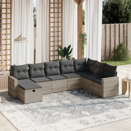 VidaXL 8-dijelni set vrtnih sofa od poliratana s jastucima svjetlosivi Slike