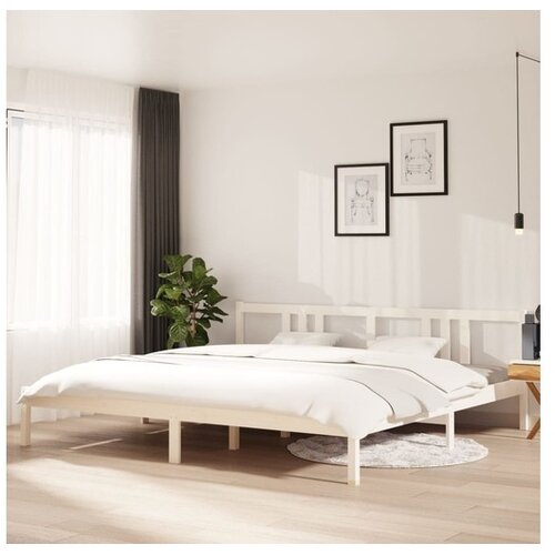  Posteljni okvir bel iz trdnega lesa 200x200 cm Cene