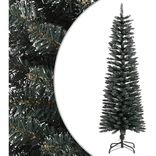 vidaXL Ozka umetna novoletna jelka s stojalom zelena 150 cm PVC Cene