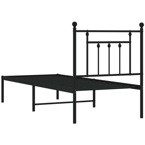VidaXL Metalni okvir za krevet s uzglavljem crni 75x190 cm Slike
