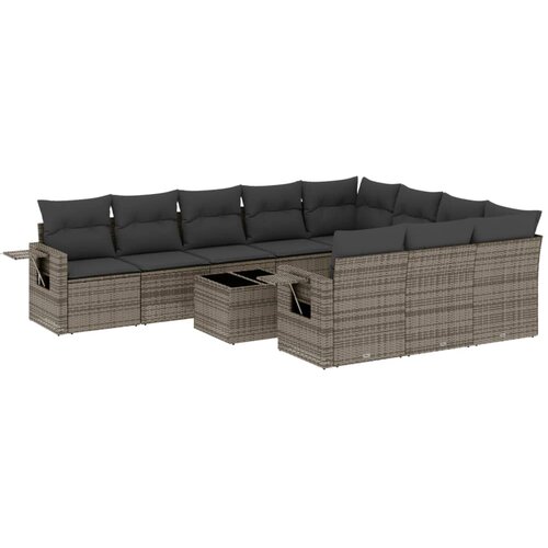  11-dijelni set vrtnih sofa od poliratana s jastucima sivi Slike