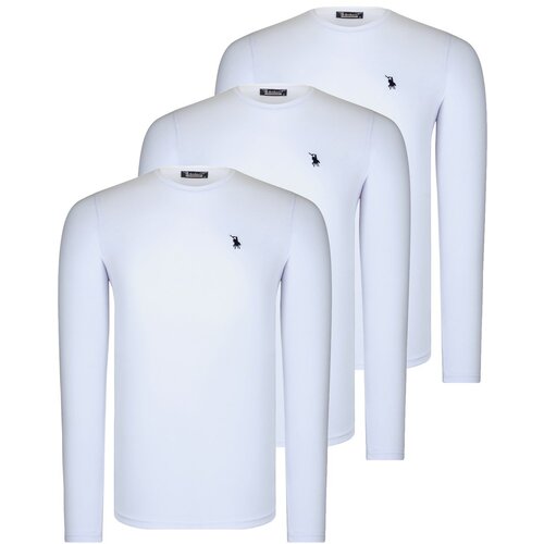 Dewberry TRIPLE SET T8588 ROUND COLLAR MEN'S SWEATSHIRT-WHITE-WHITE-WHITE Cene