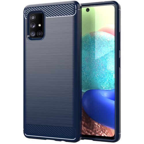 Cadorabo Ohi&amp;scaron;je, združljiv s Samsungom v bru&amp;scaron;enem modrem - za&amp;scaron;čitnem pokrovu, narejen iz fleksibilnega silikona TPU v videzu iz nerjavečega jekla ogljika, (20590553) Slike