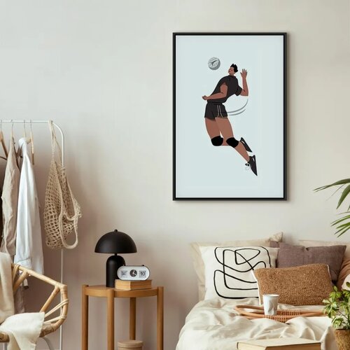  Slika - Volleyball Player on a White Background - Illustration 40x60 U crnom drvenom okviru Slike