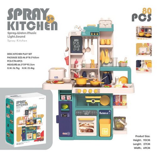  Otro&scaron;ka kuhinja za igro Kitchenette z zvočnimi, svetlobnimi in vodnimi učinki - 50 elementov - zelena Cene