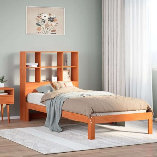 VidaXL Krevet s regalom za knjige bez madraca 100 x 200 cm od borovine Slike