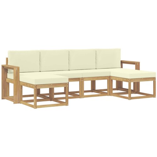 vidaXL Zunanja garnitura za sedenje 6 pcs Bela in krem Poliester, (5000281380) Cene