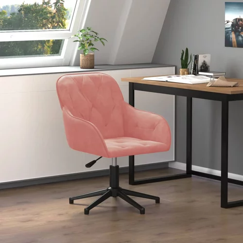 vidaXL Vrtljiv pisarniški stol roza žamet
