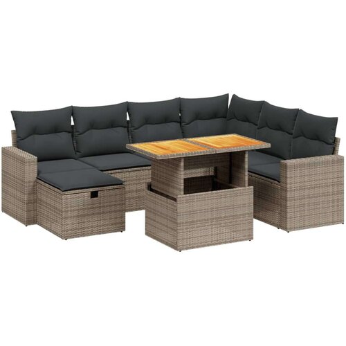 vidaXL 8-dijelni set vrtnih sofa od poliratana s jastucima sivi Cijene