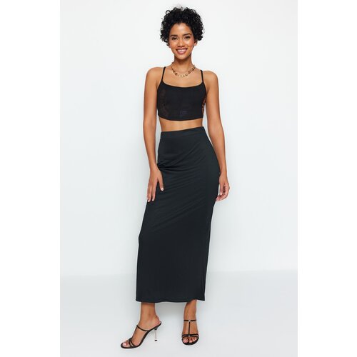Trendyol Black Maxi High Waist Flexible Knitted Skirt Slike