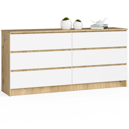 AKORD KOMODA K160 6SZ CLP OAK ARTISAN / WHITE, (21702867) Slike