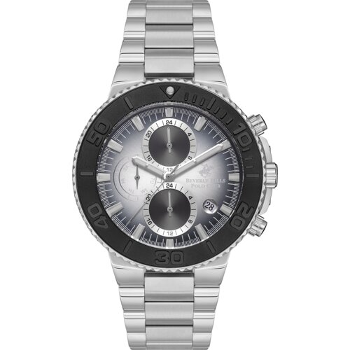 Beverly Hills Polo Club Muški ručni sat, Kvarcni mehanizam, 44mm, Sivo kućište, Srebrne boje, BP3540X.350 Cene