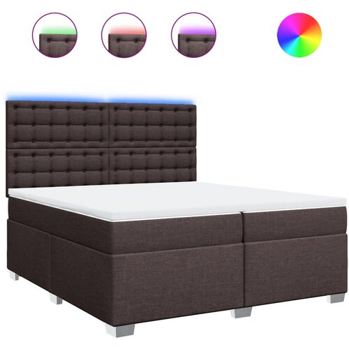 VidaXL Box spring postelja z vzmetnico temno rjav 200x200 cm blago, (21302410) Slike