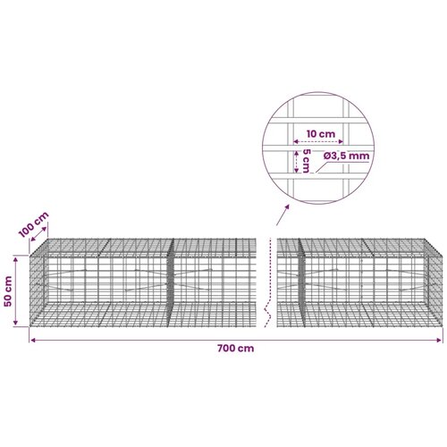  Gabion s žicom debljine 3 5 mm i mrežom 5x10 cm 700x100x50 cm - 100 cm 50 cm 700 cm Slike