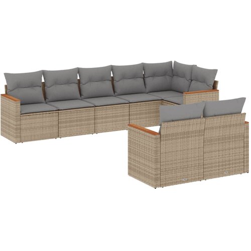  8-dijelni set vrtnih sofa s jastucima bež od poliratana Slike
