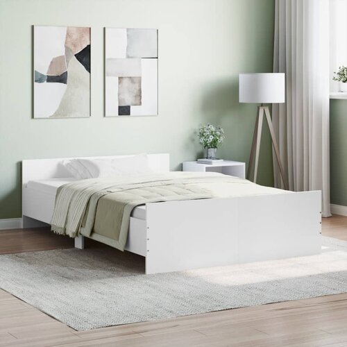 VidaXL Posteljni okvir z vzglavjem in vznožjem bel 120x200 cm Slike