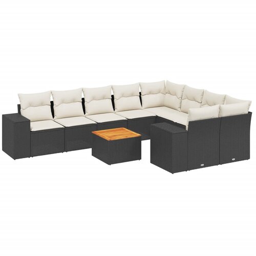  10-dijelni set vrtnih sofa s jastucima crni od poliratana Crna 83 x 62 x 69 cm Slike