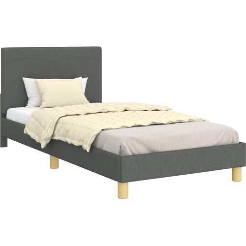  Krevet za djecu s uzglavljem Tamno siva 80 x 200 cm tkanina Slike