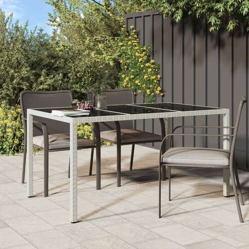  Vrtna miza 150x90x75 cm kaljeno steklo in poli ratan bel, (20625075) Slike