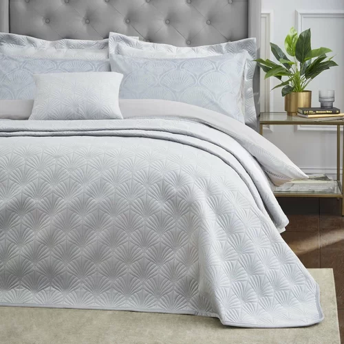 Catherine Lansfield Sivi prekrivač za bračni krevet 220x230 cm Art Deco Pearl -