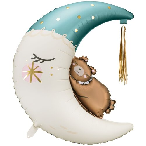 PARTY DECO folija balon medvedek na luni, 80x98 cm, Slike