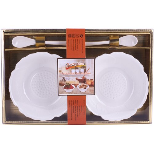 Diker HOME Set porcelanskih činija sa ka&scaron;ikicama, 14x14cm, 2 komada, Beli Cene
