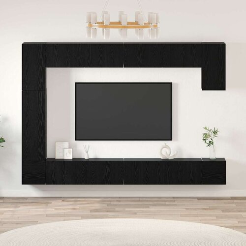  Set TV komoda Zidne 9 pcs Crni hrast Konstruirano drvo Cijene