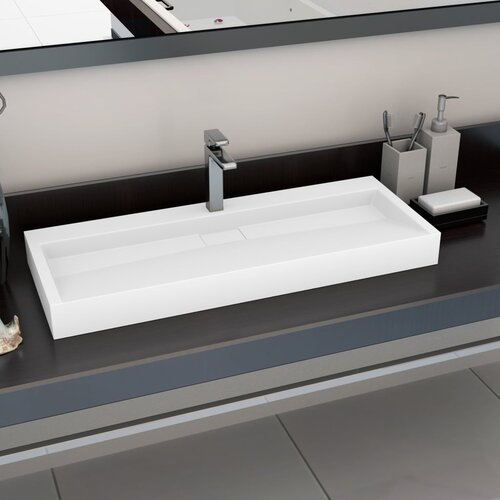vidaXL Umivalnik 120x46x11 cm mineralna litina/marmorna litina bel - - Bela - 28.32 - 120 x 46 x 11 cm (1 luknja) - 2025-vidaXL-Uvoz_2 Cene