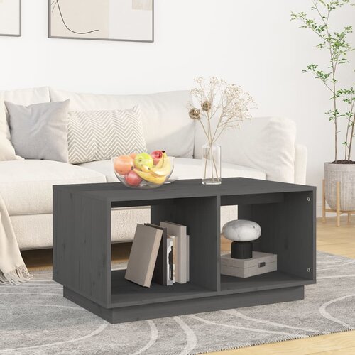 The Living Store Klubska mizica siva 80×50×40 cm trdna borovina - Klubska Mizica, (21575235) Cene