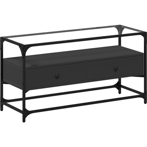 Maison Chic TV omarica - TV stojalo - Televizijska omarica s stekleno ploščo črna 98x35x51 cm inženirski les, (21701786) Cene