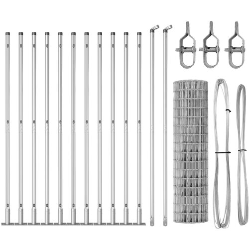 VidaXL Evropska ograja z 13 flanged posts 1x25 m cinkano jeklo Slike