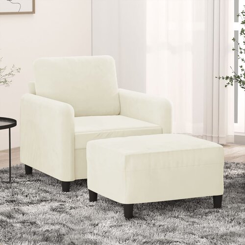 vidaXL fotelj s stolčkom za noge krem 60 cm žamet Cene