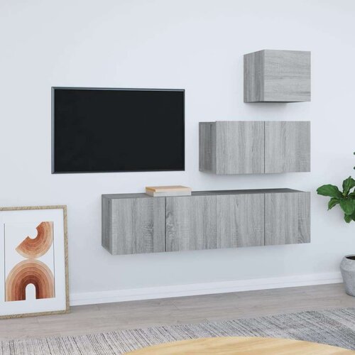  4-dijelni set TV ormarića sivog sonome konstruirano drvo Cijene