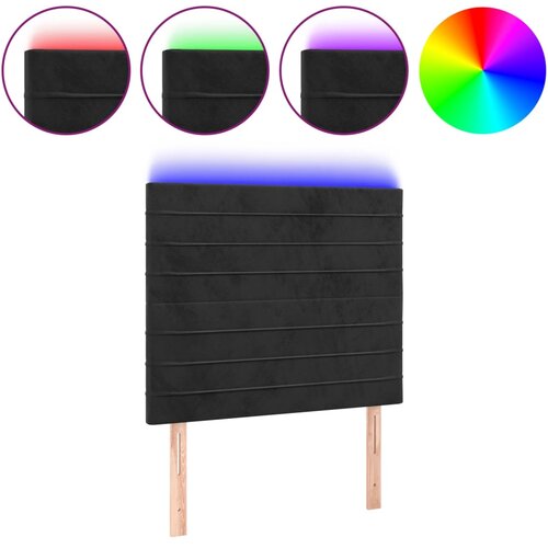 Maison Chic led posteljno vzglavje - vzglavna omarica - nočna omarica črno 100x5x118/128 cm žamet, (21713035) Slike