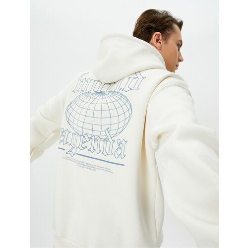 Koton Oversize Sweatshirt Hooded with Printed Slogan on the Back Slike