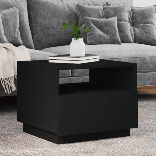 vidaXL Klubska mizica z LED lučkami črna 50x49x40 cm Cene