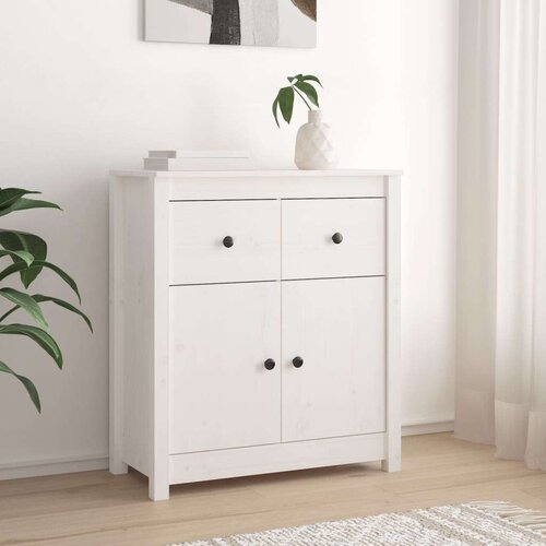  Komoda bijela 70 x 35 x 80 cm od masivne borovine Slike