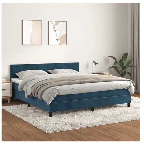 VidaXL Krevet s oprugama i madracem tamnoplavi 160x200 cm bar&amp;scaron;unasti Slike