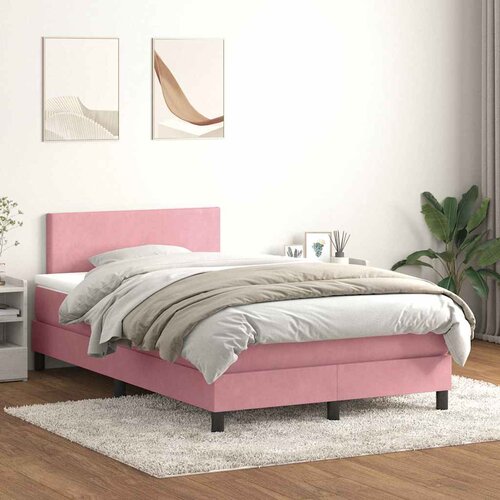 Box Spring krevet s madracem i LED ružičasti 120x220 cm samt Cijene