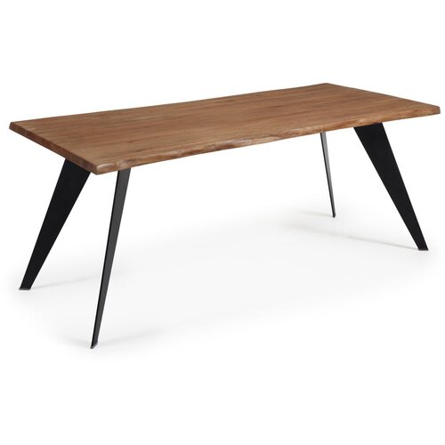 Kave Home Jedilna miza s temno rjavo plo&amp;scaron;čo Nack, 180 x 100 cm Slike