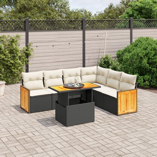 vidaXL 7-dijelni set vrtnih sofa od poliratana s jastucima crni Cijene