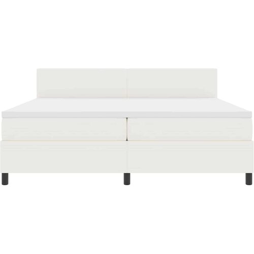  LED Box Spring Krevet s uzglavljem Krema i bijela 200 x 200 cm Slike