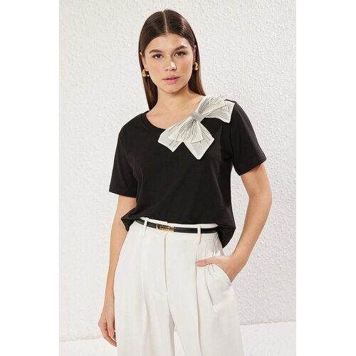 TRENDYOLMILLA Ženska majica TWOSS25TS00044, Crna Cene