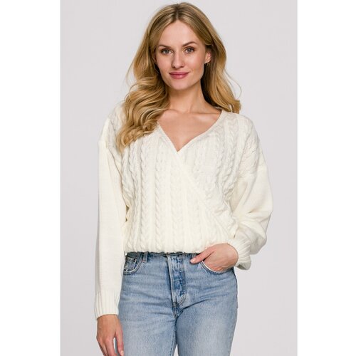 Makover Ženski pulover K105 bela | siva Slike