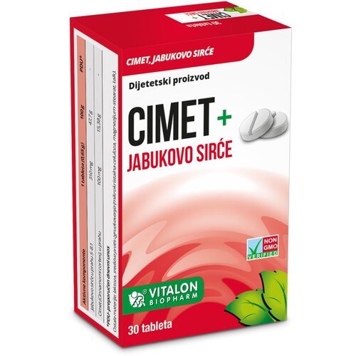 Vitalon Biopharm cimet hrom + jabukovo sirće 30 tableta Slike